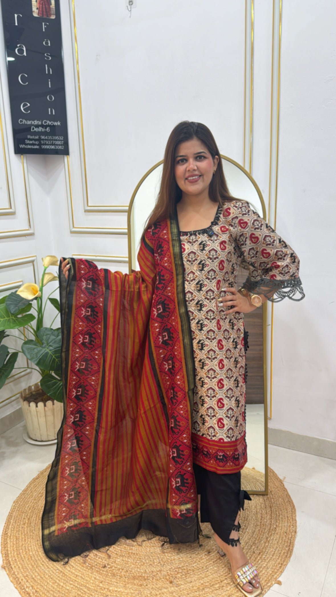 pure 60gm mul chanderi with kalamkari printed design GF 294